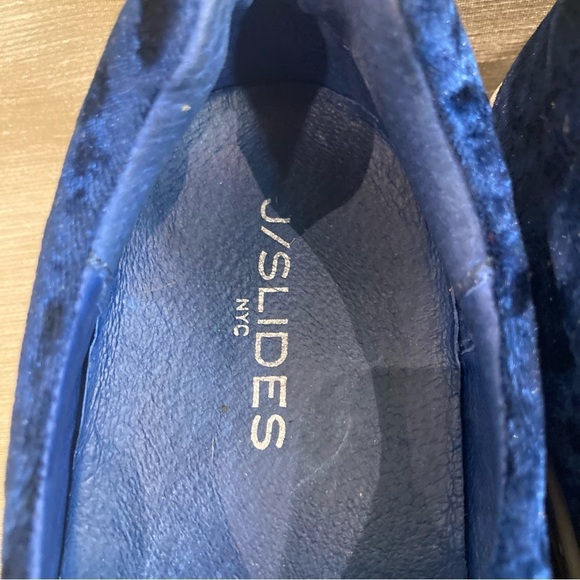 J/SLIDES Sz 10 Acer Blue Crushed Velvet Slip On Slides Sneaker Rubber Sole Shoes - Picture 4 of 10